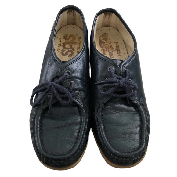 SAS Siesta Womens Genuine Handsewn Blue Lace Up Shoes Size 7N Narrow - Picture 3 of 10